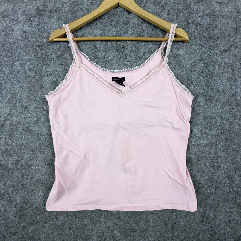 Moda International Camisole Women XL Pink Lace Trim Coquette Built in Bra Ballet